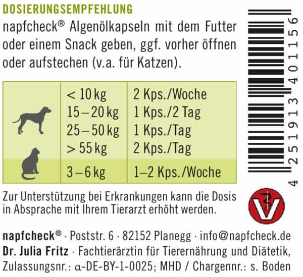 napfcheck Algenölkapseln - Omega 3 für Hunde und Katzen – Bild 3