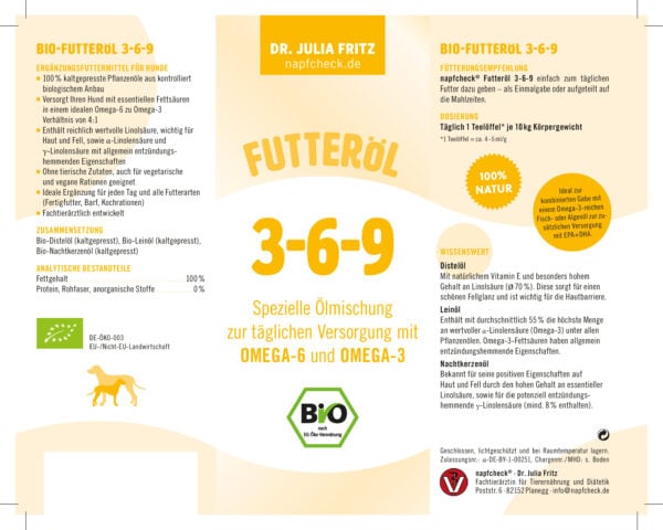 napfcheck Bio Futteröl 3-6-9 - für Hunde – Bild 2